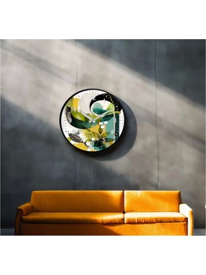 Marsilyan- Dekoratif 3D Baskı Geometrik Desen Yuvarlak Duvar Saati -6