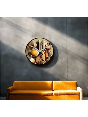 Marsilyan- Dekoratif 3D Baskı Geometrik Desen Yuvarlak Duvar Saati -97
