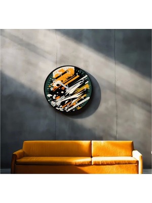 Marsilyan- Dekoratif 3D Baskı Geometrik Desen Yuvarlak Duvar Saati -4