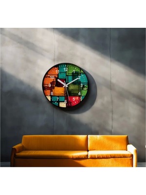 Marsilyan- Dekoratif 3D Baskı Geometrik Desen Yuvarlak Duvar Saati -101