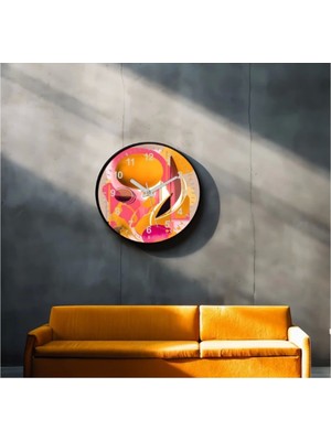 Marsilyan- Dekoratif 3D Baskı Geometrik Desen Yuvarlak Duvar Saati -64