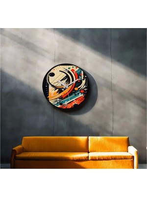 Marsilyan- Dekoratif 3D Baskı Geometrik Desen Yuvarlak Duvar Saati -67