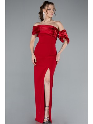 Bacak Dekolteli Uzun Abiye Elbise ABU4024