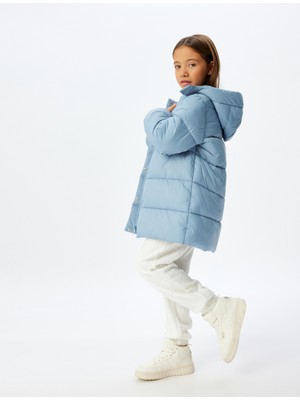 Koton Kapşonlu Şişme Mont Fermuar Kapamalı Manşetleri Lastikli