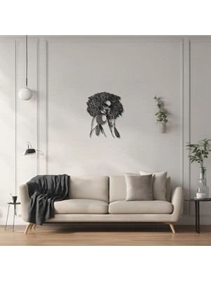 Artera Design Şık Metal Tablo Kıvırcık Kadın (Curly Woman) Metal Duvar Tablosu Portre
