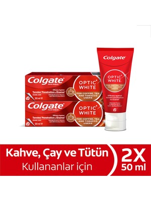 Colgate Optic White Kahve, Çay ve Tütün Kullanıcıları Için Diş Macunu 2 x 50 ml
