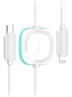 Earldom WC41 1.2m 20W Type-C To Lightning ve 2.5W Kablosuz Saat Şarj Çıkışlı 2in1 Pd Hızlı Şarj Kablosu