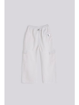 Tyess Bg Store Kız Çocuk Casual Beyaz Pantolon 8 Yaş Lastikli Normal Kalıp İki Cep ile