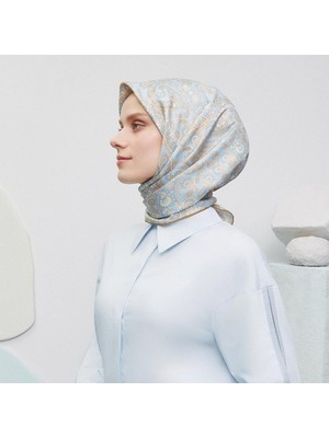 Lêvi D'or Armine İpek Eşarp 2025 Yaz - 9304-09 Mavi Twill