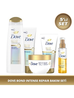 Dove Bond Intense Repair Saç Bakım Seti 5'li Yıpranmış Saçlar İçin Onarıcı Peptid Kompleksi Günlük Kullanım için Güçlü ve Sağlıklı Saçlar