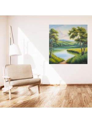 Minimalist Doğa ve Manzara Nehir ve Tepecikler Çerçevesiz Pvc Tablo