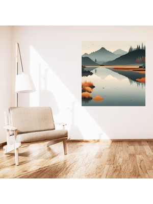 Minimalist Doğa ve Manzara Çamlar ve Dağ Çerçevesiz Pvc Tablo