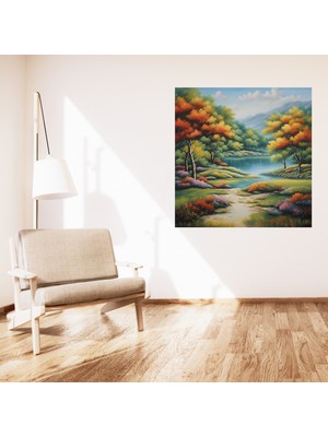 Minimalist Doğa ve Manzara Nehir ve Ağaçlar Çerçevesiz Pvc Tablo