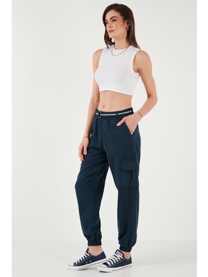 Lela Pamuklu Standart Fit Normal Bel Lastikli Paça Kemerli Jogger Pantolon Bayan Pantolon 668YP5045