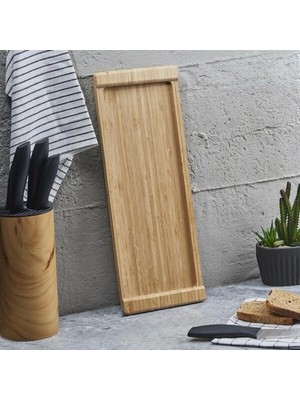 Mavi Trend Doğal Ahşap Çay Kahve Sunum Tepsisi - Dikdörtgen Silinebilir Kahvaltı Tepsisi Sunum Tabağı