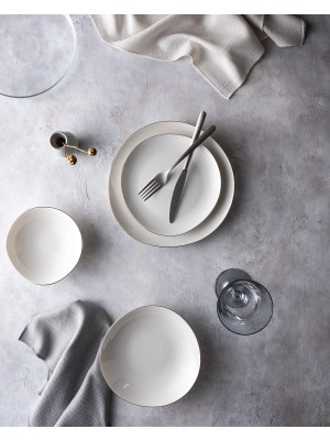 Bormio 6 Kişilik 24 Parça Yemek Takımı - Beyaz/silver