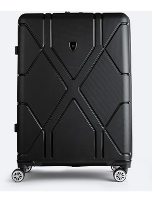 AVVA Siyah Kırılmaz Polipropilen Hafif Kilitlenebilir Büyük Boy Bavul B008102