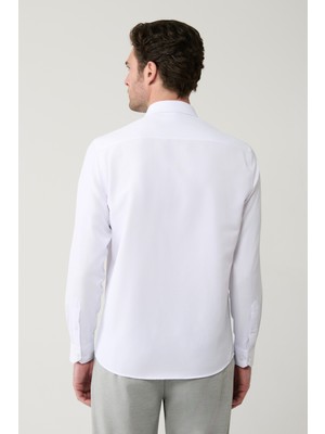 AVVA Erkek Beyaz Kolay Ütülenebilir Pamuklu Slim Fit Gömlek A41Y2235