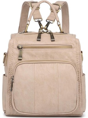 Yıkama Deri Sırt Askılı Kadın Çantası 21K Barcelona 1915