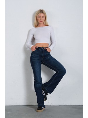 Yüksek Bel Kot, Ispanyol Paça Esnek Denim Kumaş Kadın Fit And Flare Jean Pantolon @flares