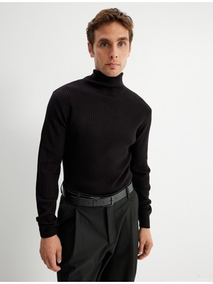 Koton Triko Kazak Dik Yaka Basic Dokulu Pamuk Karışımlı