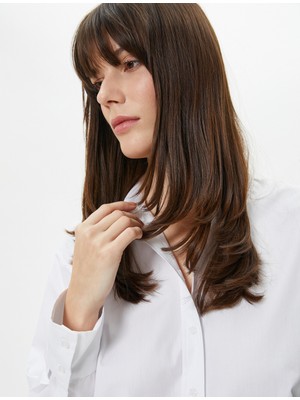 Koton Uzun Kollu Poplin Gömlek Düğmeli Pamuklu Standart Kesim