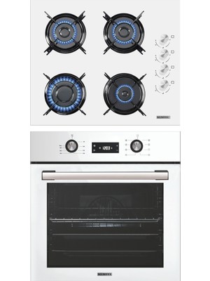 Kumtel Beyaz Ankastre Set (Fırın-Ocak) A+ Enerji Sınıfı 4 Ocak Gözlü Modern Tasarım