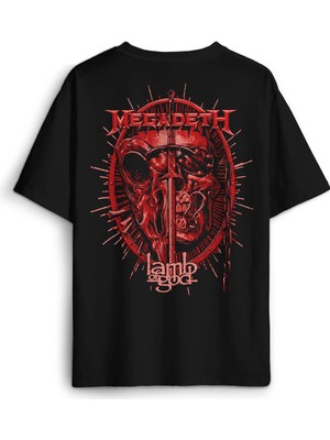 Megadeth Lamb Of God Metal Music Rock Sırt Ön Baskılı Oversize Tişört Unisex T-Shirt