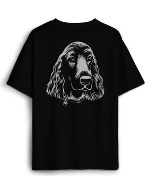 Spanyel Köpeği Spaniel Dog Sırt Ön Baskılı Oversize Tişört Unisex T-Shirt