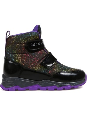 Buckhead Snowshell Siyah - Mor Kız Çocuk Bot BUCK4183 Düz Topuklu Su Geçirmez Kışlık Tasarım