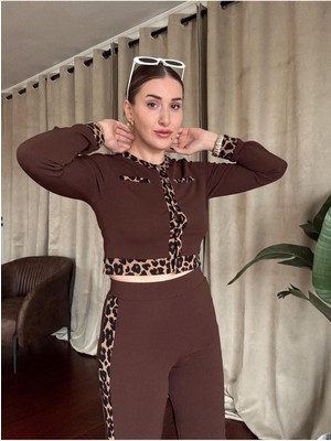 Kaside Leopar Şeritli Alt Üst Takım