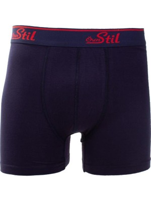 Ören Stil 44-8032 Lacivert 3'lü Paket Erkek Pamuklu Likralı Boxer