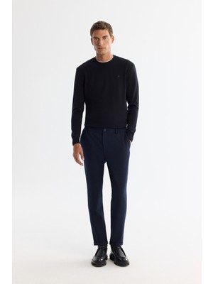 AVVA Erkek Lacivert Yanı Lastikli Bi-Stretch Kolay Ütülenen Chino Slim Fit Pantolon B003037
