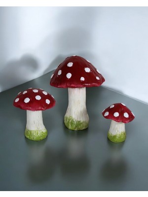 3'lü Mantar Dekoratif Obje Biblo