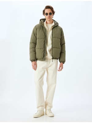 Koton Şişme Mont Fermuarlı Slogan Baskılı