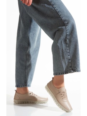 Ay Moda Ayakkabı 1701 Deri Soft Anatomik Şeffaf Tabanlı Kadın Ayakkabısı