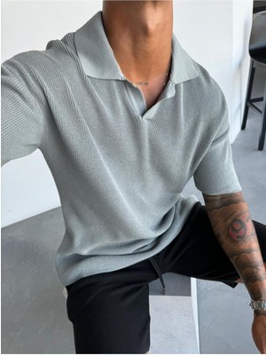 Elku Moda Pamuklu Oversize Polo Yaka Tişört Terletmez Yumuşak Dokulurahat Kesim Triko Tshirt