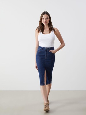 Dar Fit Kadın Jean Etek