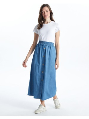 Beli Lastikli Kadın Jean Etek