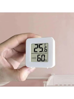 Masky Mini Sıcaklık Nem Ölçer LCD Ekranlı Oda Termometre Duvara Takılabilen Masaüstü Isı Göstergesi