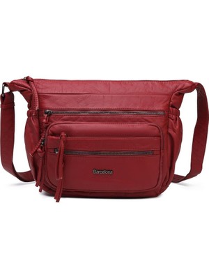 Yıkama Deri Askılı Kadın Postacı Çantası 21K Barcelona 1919