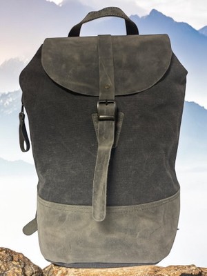 Old Cotton Cargo Old Cotton Vintage Kanvas Deri Su Geçirmez Design Unisex Günlük Gezi Okul Seyahat Kamp Sırt Çantası 24X40CM