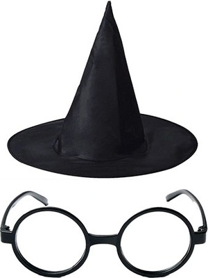 ENG Harry Potter Büyücü Şapkası ve Harry Potter Büyücü Gözlüğü Siyah Renk
