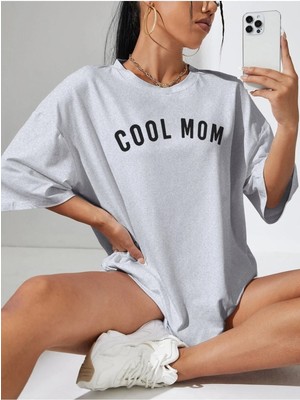 Woodroffe Cool Mom Baskılı Kadın / Kız Oversize Salas T-Shirt Boyfriend