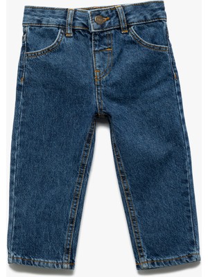 Koton Beli Lastikli Düğmeli Cepli Pamuklu Denim Pantolon