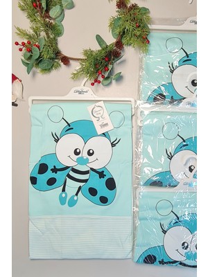 Nnstartshopping  Mavi %100 Pamuk Bebek Battaniyesi Çift Kat Interlok Penye 85X80 cm