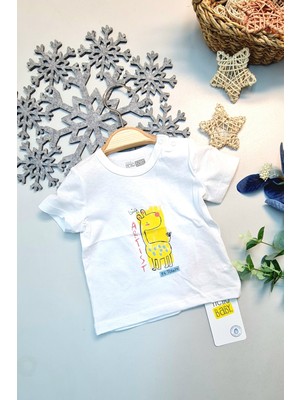 Nnstartshopping  %100 Pamuk Yazlık Bebek T-Shirt Beyaz Artist Baskılı Çocuk Yarım Kollu T-Shirt