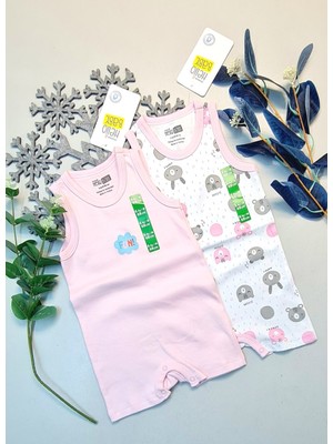 Nnstartshopping  Kız Bebek Pembe  Hello Baby Yazlık Kolsuz Çıtçtıtlı Body Tulum 2 Adet