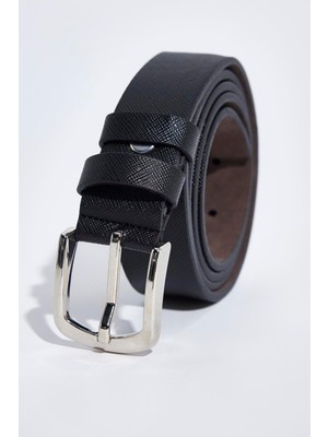 Erkek Deri 3 cm Klasik Siyah Kemer