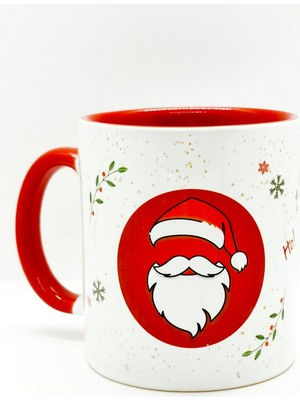 The Lucid Lab Kırmızı Noel Baba Kokina Kar Taneli Yılbaşı Kulplu Bardak